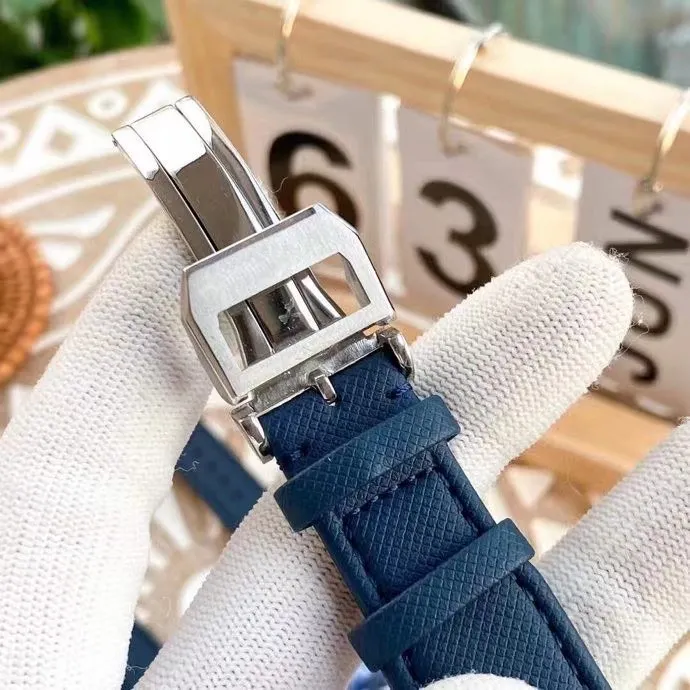 

New Men Automatic Mechanical Pilots Watch Stainless Steel Sapphire Stainless Steel Rose Gold Blue Canvas Leather Sport Watches