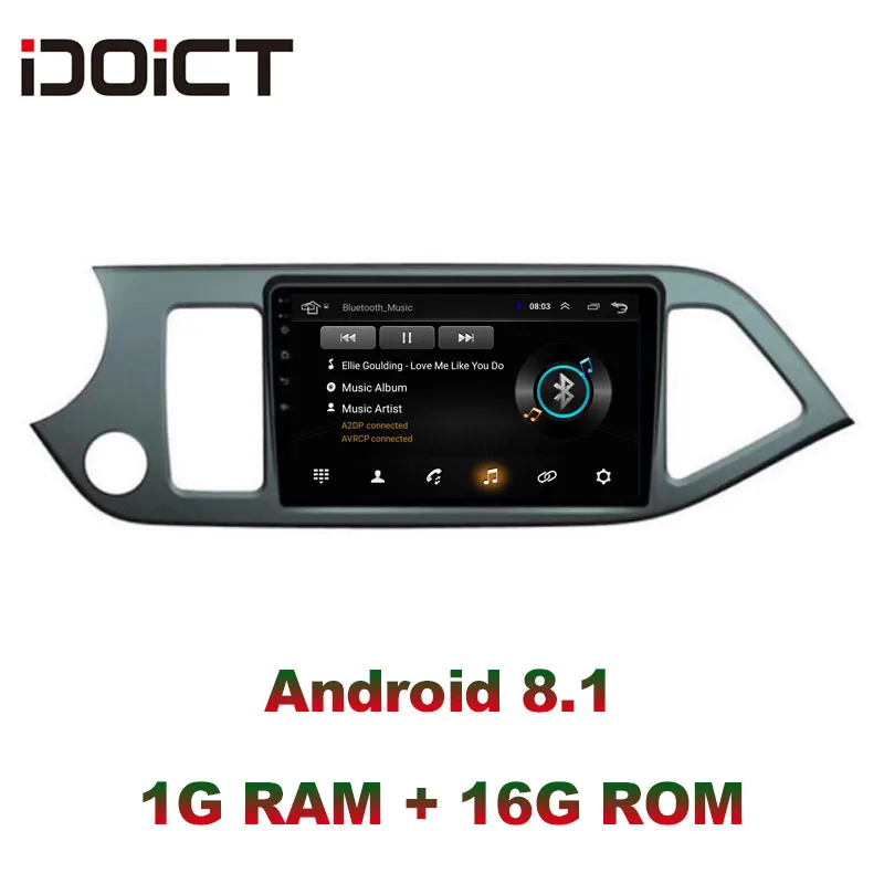 IDOICT Android 8 1 автомобильный DVD плеер GPS навигация Мультимедиа для KIA PICANTO Morning 2011 2014