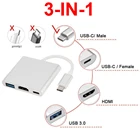 Адаптер 3-в-1, совместимый с HDMI, 4K кабель, USB C разветвитель с концентратором 3,0 TF SD ридер, док-станция, конвертер Type-c