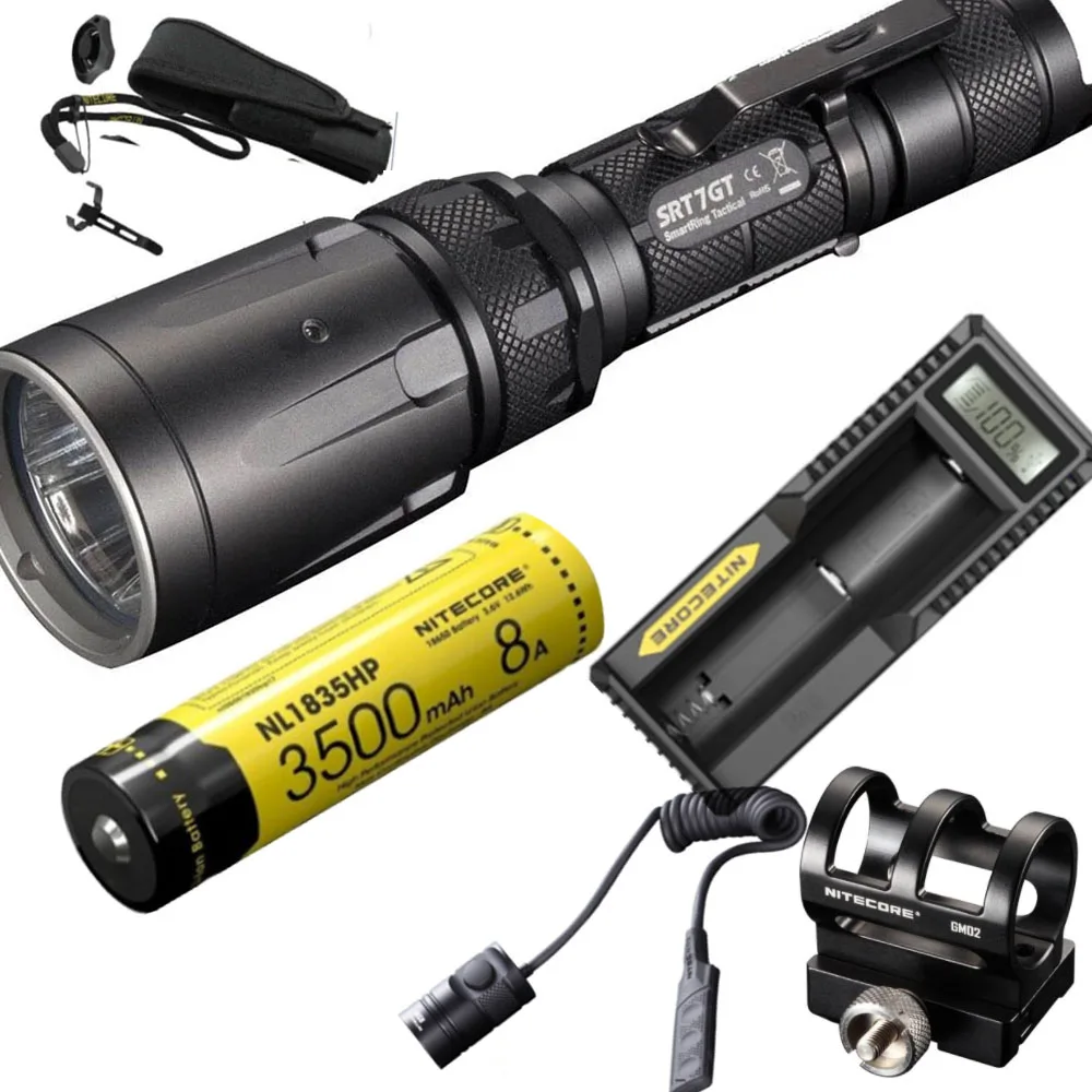 NITECORE SRT7GT Flashlight CREE XP-L HI V3 LED RGB Light max 1000LM beam distance 450 meter tactical torch+ RSW1+ GM02