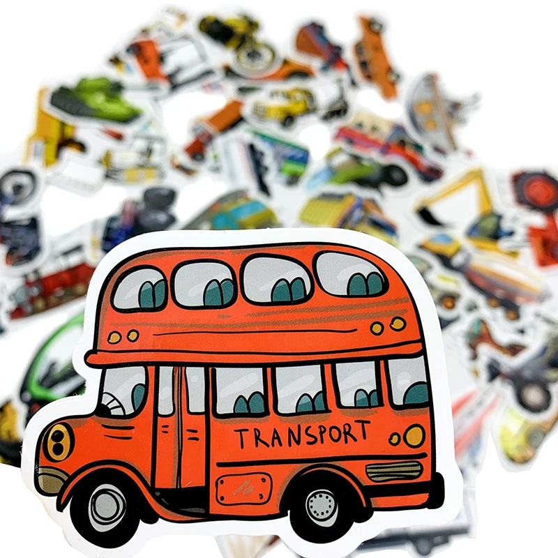 

50Pcs Aircraft Car Tank Tractor Engineering Vehicle Decoration Vehicle Stickers For Refrigerator Account Children's Toy Sticker