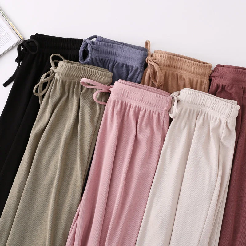 

Korean Fashion Women Pants New Casual Summer Slacks Harajuku Pants Women Ice Silk Ankle-Length Long Trousers Female Slacks