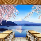 Романтическая настенная 3D Бумага японская Гора Фудзи Sakura, украшение для японской кухни, ресторана, отеля, настенная 3d Бумага