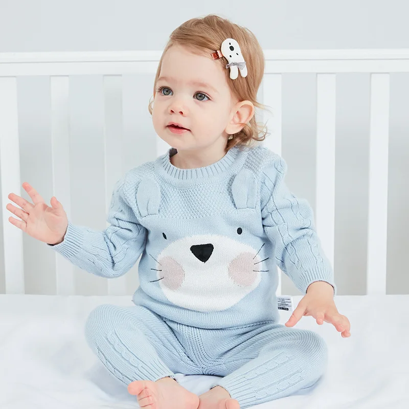 2 шт Малышам Мальчикам Комплект Шерсть Хлопок Вязаный Свитер Комплекты Для