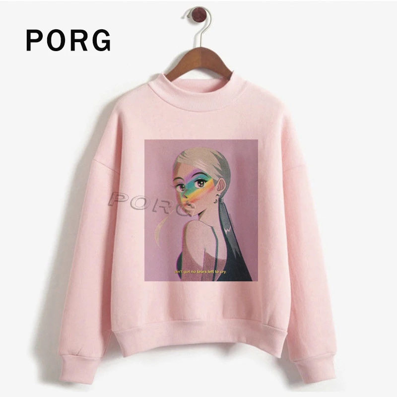 Ariana Grande/Розовая Толстовка для женщин в готическом стиле, уличная Harajuku Sudadera Mujer, новая женская одежда, толстовки с длинными рукавами и круглым вырезом