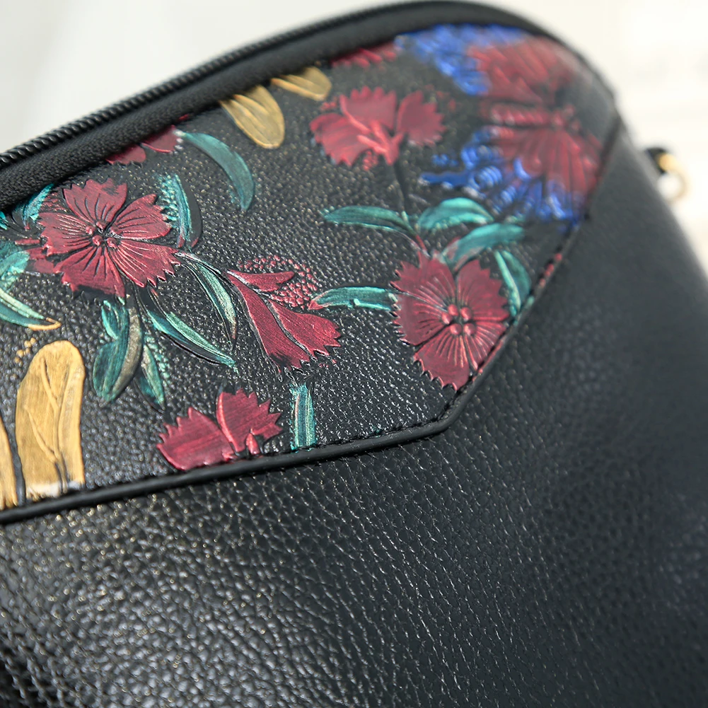 

Elegant Patchwork Middle Aged Female Handbags Small PU Leather Crossbody Shell Bags Women Flower Printing Shoulder Bags