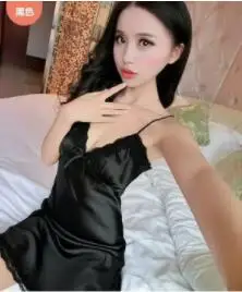 Женские ночные рубашки сексуальное ночное белье кружевное лоскутное Camisola Нижнее белье Ночное шелковое платье одежда для сна ночная рубашка одежда - Цвет: black