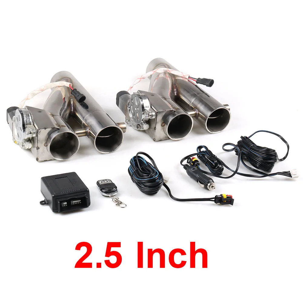 2.5INCH 2,25 ''2,5" " двойной электрический выключатель глушителя комплект Y труба клапан управления выхлопом с двойной система клапанов 1 Перетащите 2 пульта дистанционного Управление - Цвет: 2.5INCH