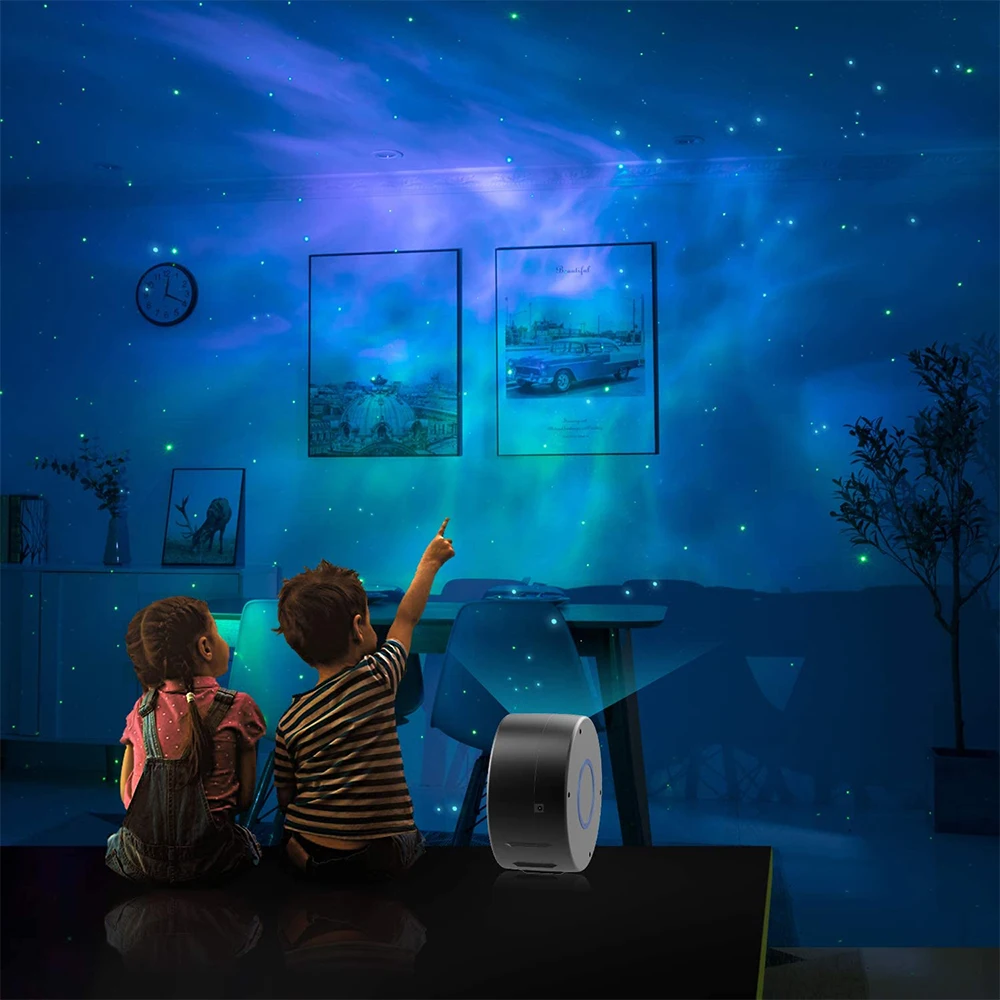 Colorful Galaxy Projector, Rotating Night Light with Starry Sky, Water Waves, Music Player, LED Projection Lamp