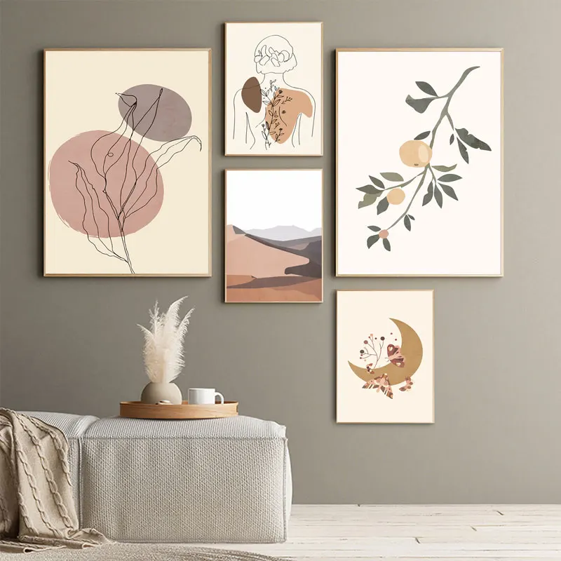 

Aesthetic Boho Butterfly Moth Canvas Painting Abstract Desert Poster Botanical Print Wall Art Picture Modern Home Decoration