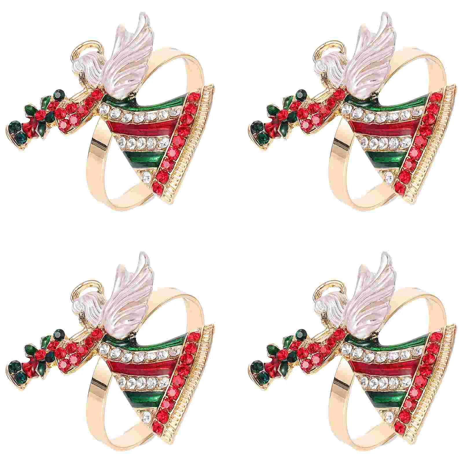 

4Pcs Xmas Design Chic Napkin Buckles Christmas Angel Table Supplies (Assorted Color)