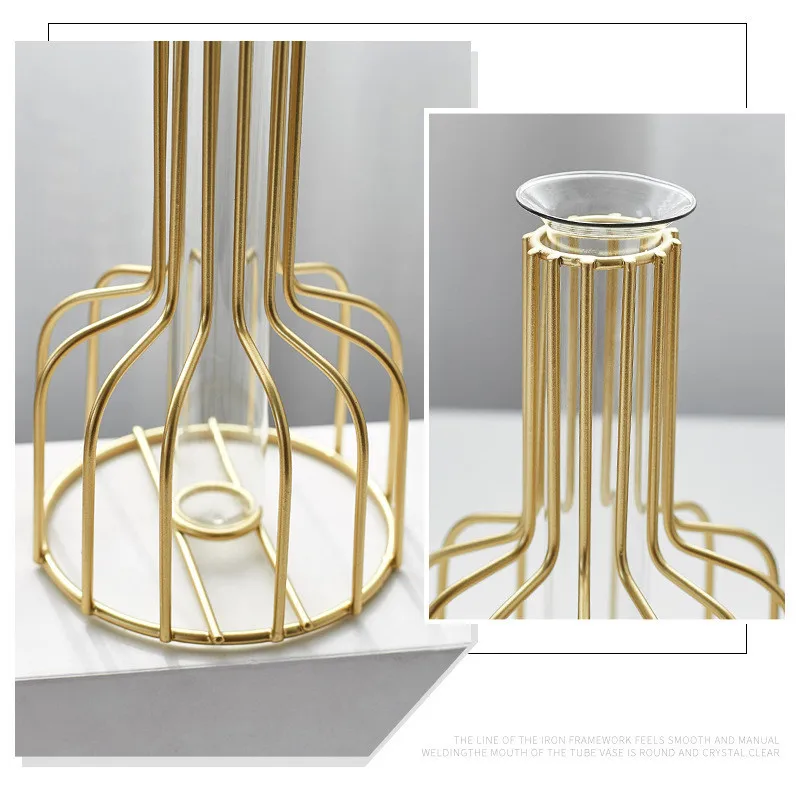 Стеклянная ваза для цветов железная декоративная золотые растения Цветочная