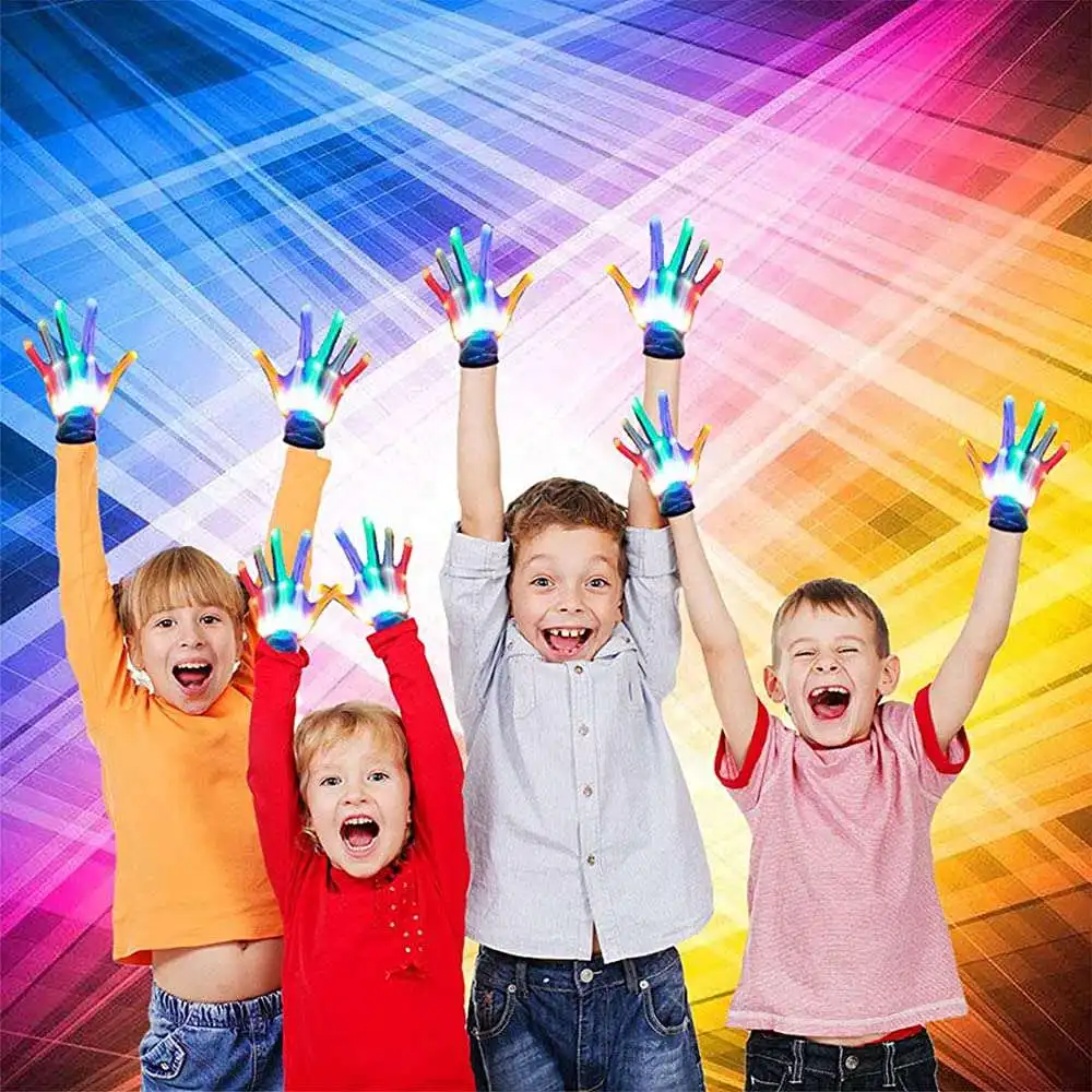 Перчатки с мигающими светодиодами RGB крутые веселые игрушки перчатки для подарка