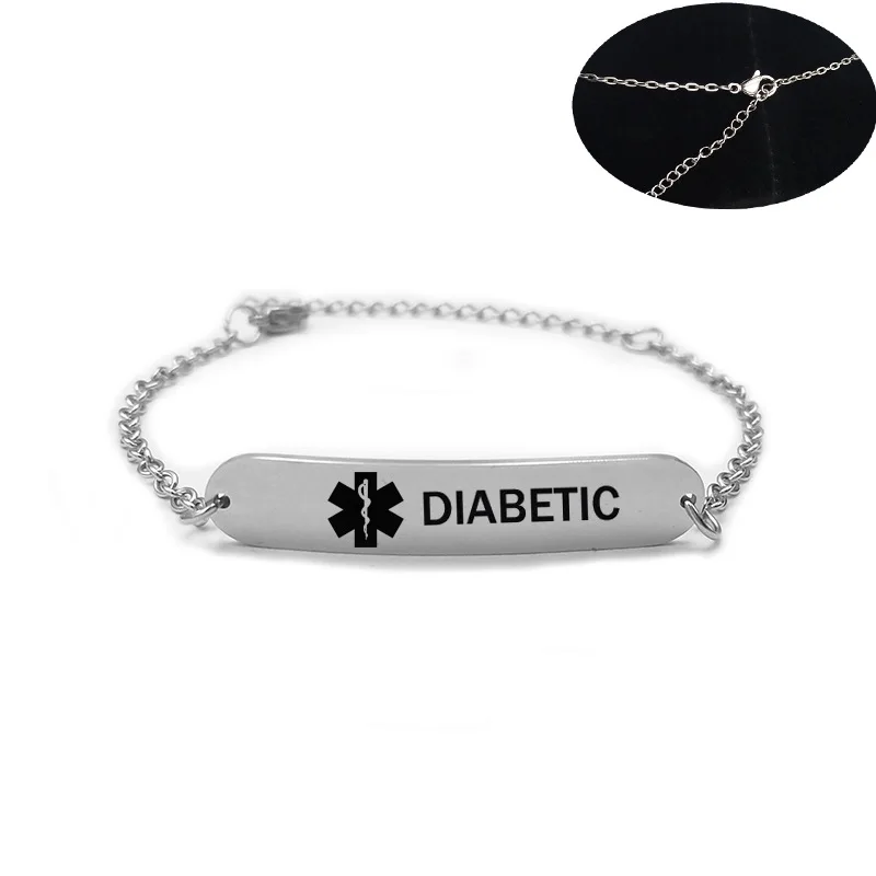 

New High Blood Pressure Medical Alert ID Bracelet for Woman Childs Stainless Steel ICE SOS Adjust Chain Bracelets Jewelry Gift