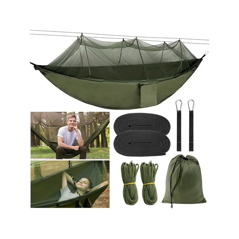 

2021 New Outdoor Camping Picnic Go Out Sleeping Hammock Army Green Firm And Heavy