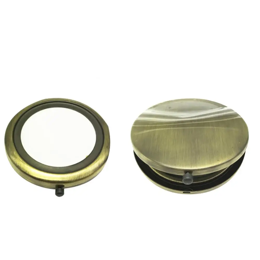 

50% Hot Sale Portable Solid Color Metallic Round Shape Makeup Pop-Up Dual-Side Pocket Mirror