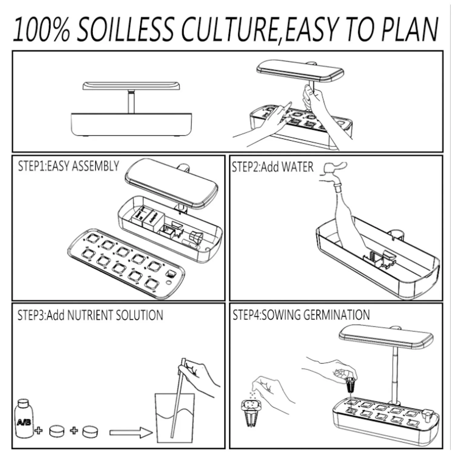 Крытый гидропоники сад гидропонного выращивания лампа-ящик для комнатных