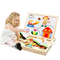 multifunctional educational toys for children wooden magnetic puzzle kids jigsaw baby drawing writing board kids gift cl1444h