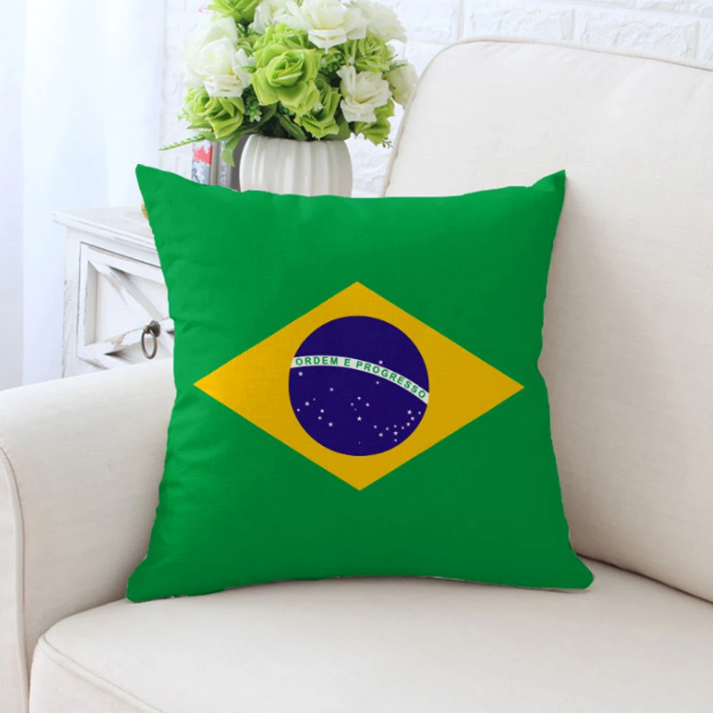 

45x45cm Brazil flag Pillowcase cotton pillowcases Decorative pillow cases durable household goods