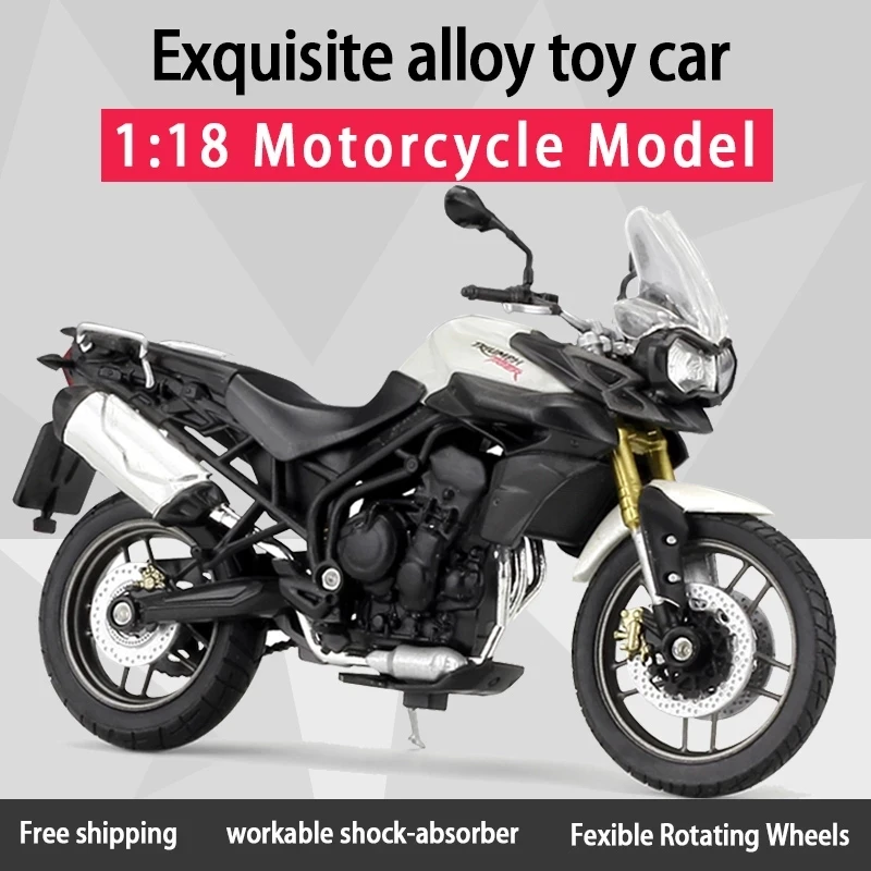 

1:18 TIGER 800 Alloy Diecast Retro Motorcycle Model Workable Shork-Absorber Toy For Children Gifts Toy Collection