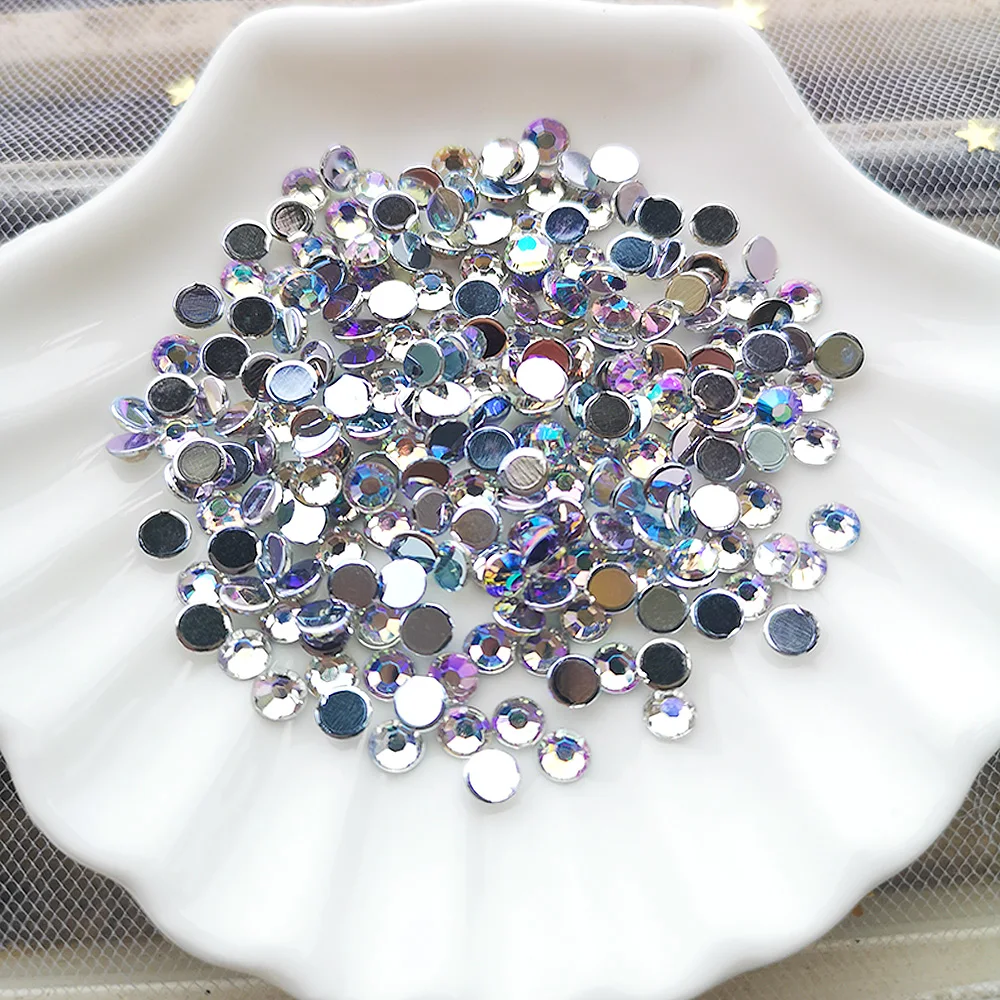 4 мм кристалл AB круглый плоский задний 3D дизайн ногтей Стразы DIY без горячей
