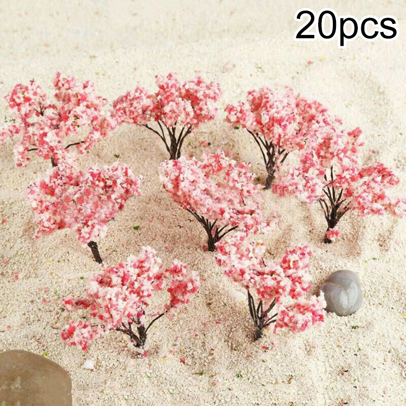 

20Pcs 65mm Blossom Cherry Model Trees Scenery Railway Railroad Layout Scale Miniature Landscape Simulation