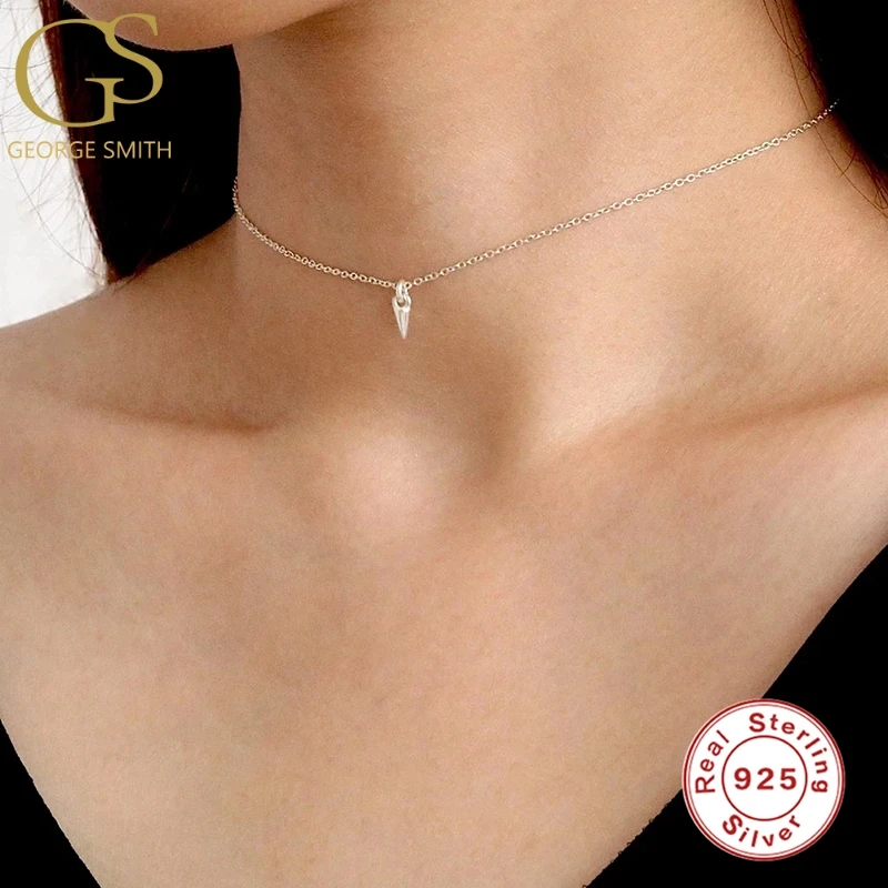 

GS New Arrival Cone Clavicle Chain 925 Sterling Silver Necklace For Women Choker Necklace Collares Bijoux Collar Fine Jewelry