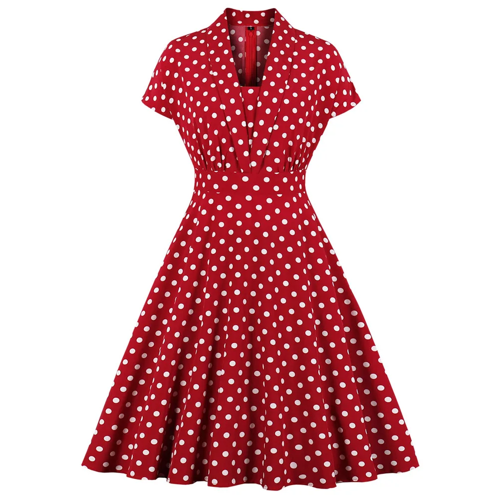 Joinelse в горошек женское винтажное платье сексуальный v образный вырез короткий