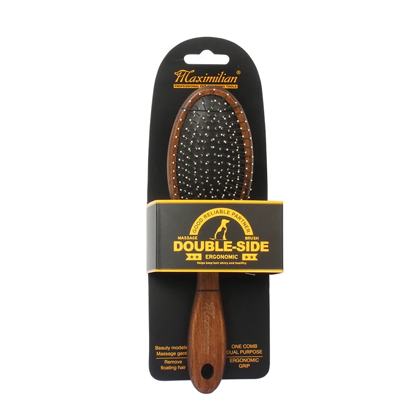 

Dog Supplies Grooming Brush Wood Material Steel Needle & Bristles Brush Groom and Clean Pets Dogs and Cats Two-sided Pets Combs
