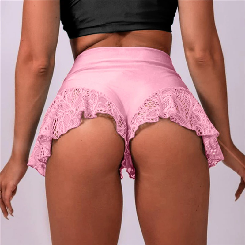 

Sexy High Waist Shorts New Women's Lace Solid Color Ruffle Dance Shorts Shorts Mini Tight Bottom Summer Mature Clothes