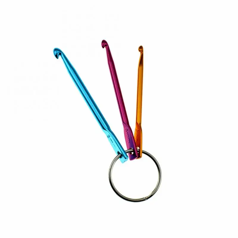 

3Pcs/Set Short Crochet Hook Key Chain Sweater Scarf Bearded Needle Colored Single Woven Crochet Home DIY Weaving Tools