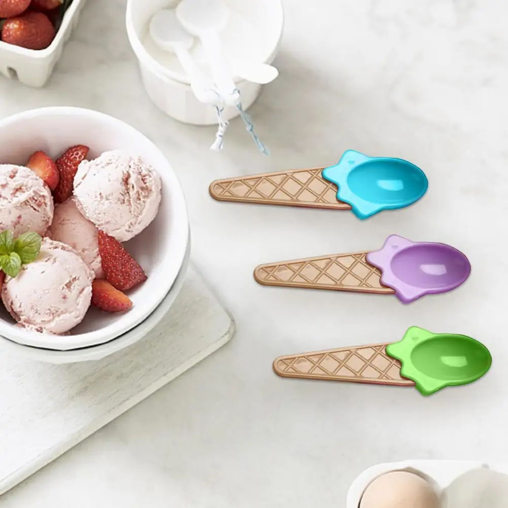 

Colorful 4Pcs Great Vivid Color Dessert Spoons Plastic Ice Cream Spoons Eco-friendly for Kitchen