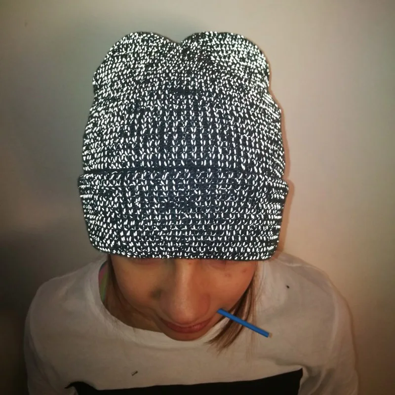 

Reflective Cap Beanie Men Women's Hat Knitted Night Running Fishing Cycling Safety Hats Skullies Bonnet Chapeu Gorras