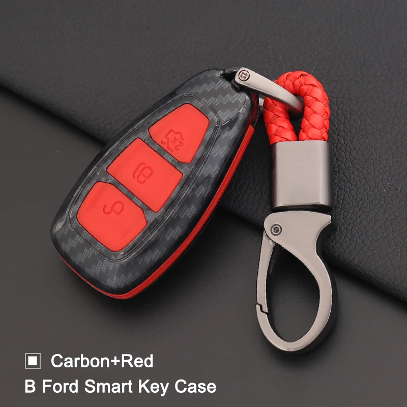 Чехол из углеродного волокна + ABS силикона для автомобильного ключа Smart Remote Key