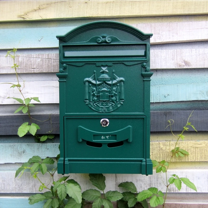 قابل للقفل آمن بريد إلكتروني صندوق البريد خمر معدن صندوق بريد حديقة زخرفة ريترو الحائط صندوق البريد CW238