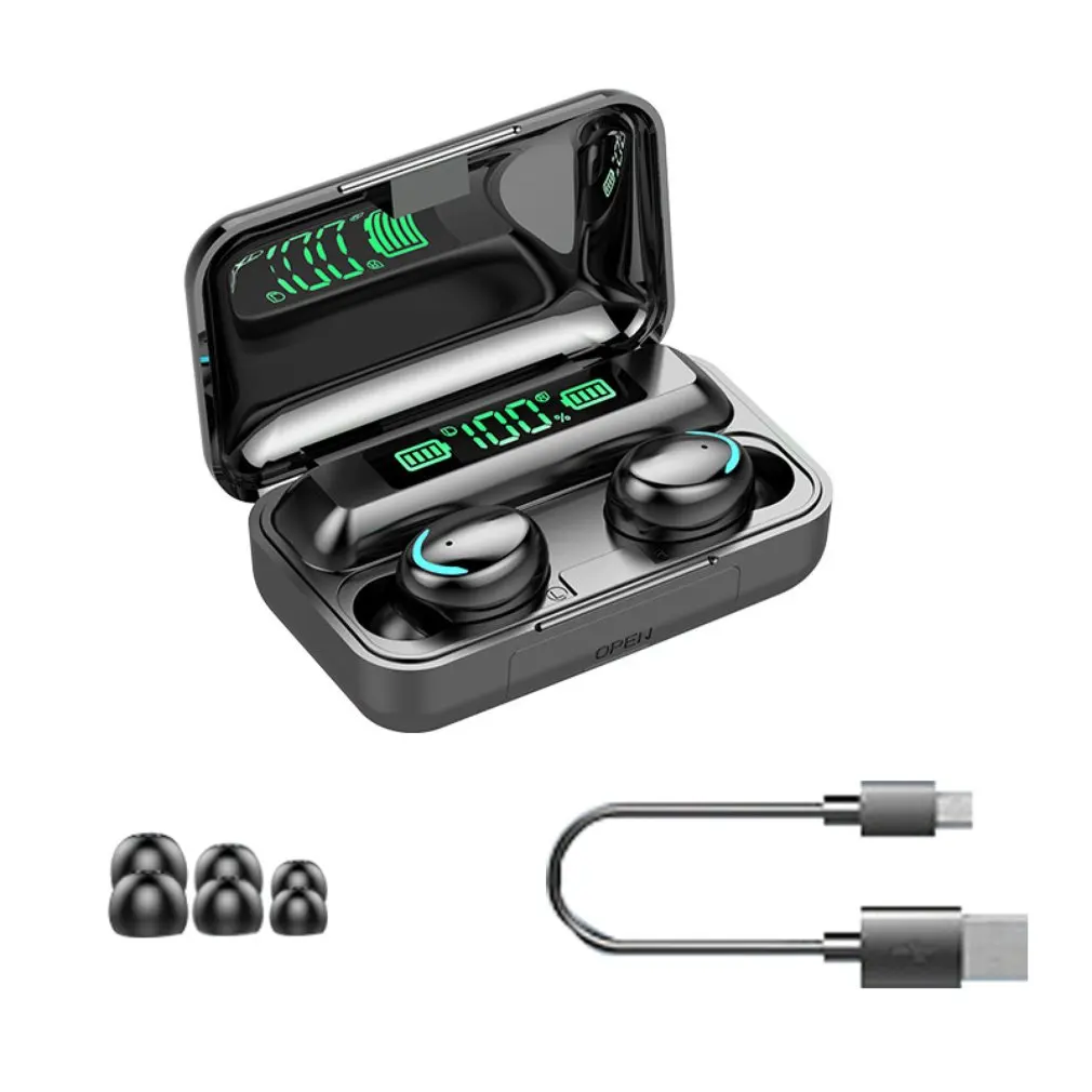 

Sports Bluetooth Earphones Wireless Headphone 1200 MAh Square Box Green Screen Touch Control Wireless Earbuds Blutooth Headset