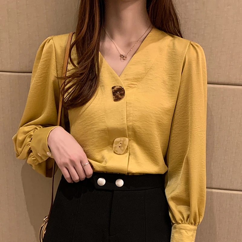 

Long Sleeve V-Neck Office Blouse Blouse Women Blusas Mujer De Moda 2021 Chiffon Blouse Shirt Blusa Womens Tops And Blouses D854