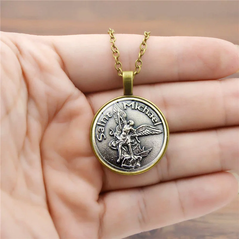Новинка мужское ожерелье Archangel St.Michael Protect Me Saint Shield защитный Шарм русская подвеска