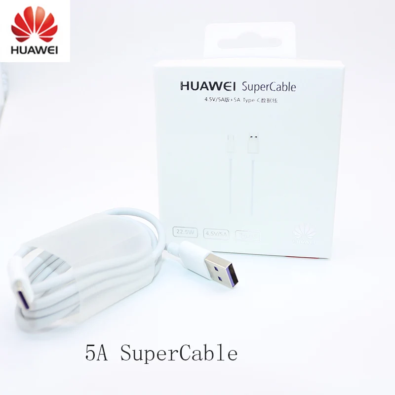 100% оригинальный кабель 5A type C для huawei P10 P20 P30 mate 10 20 зарядного устройства|Кабели