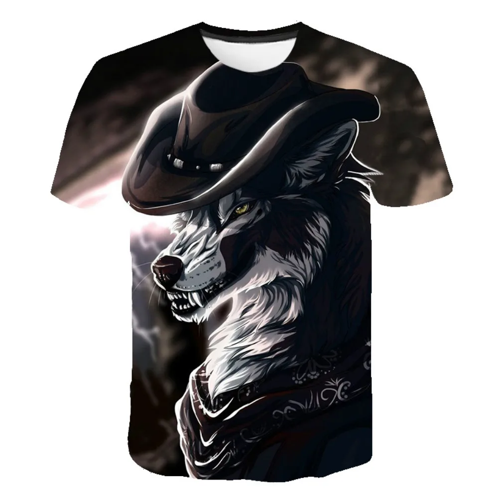 

Fashionable Men's T-shirt 3D Wolf Print Funny Casual Street Shirt Short Sleeve Summer Plus Size 6XL