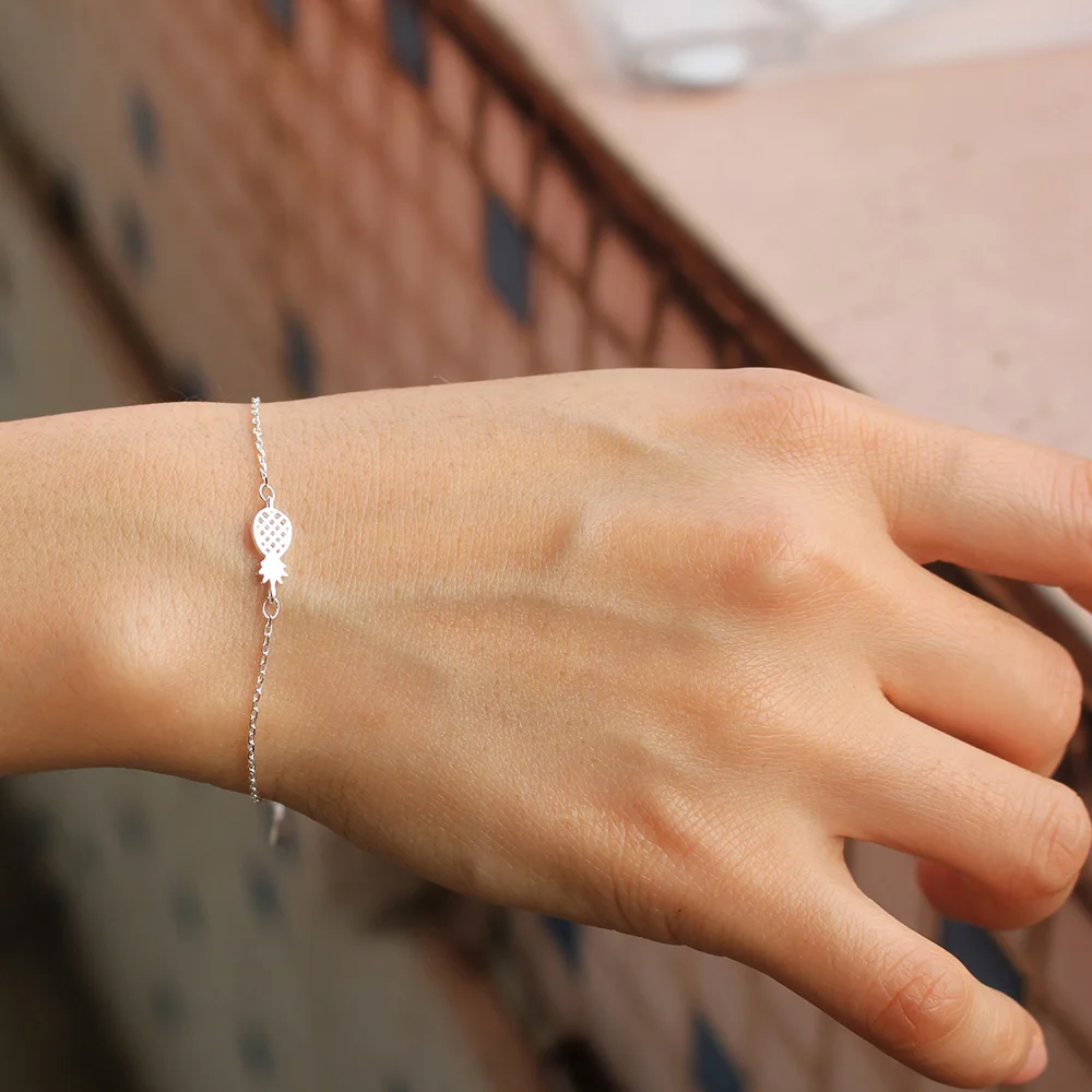 Женский браслет с фруктами и ананасами Trusta однотонный из стерлингового серебра