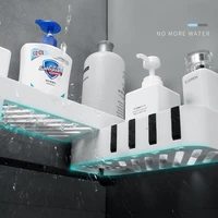 wall mounted bathroom corner creative shelf rotatable perforation shampoo shower gel suction holder household storage with hook