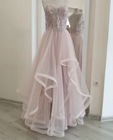 sweet pink evening dress sweetheart spaghetti straps lace appliques sequined beads backless floor length party prom gown new