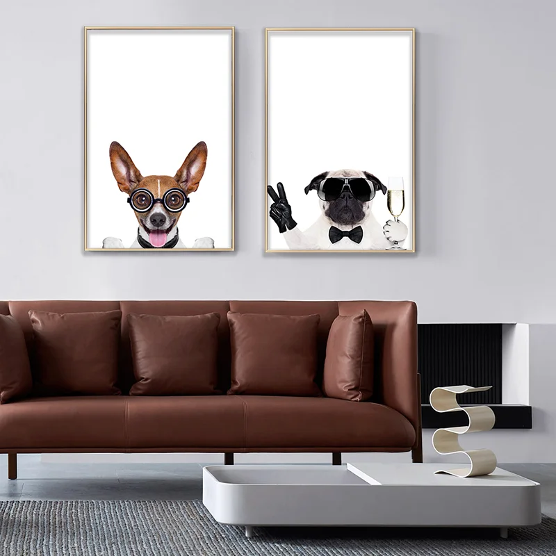 

Funny Chihuahua Pug Dog Poster Oil Painting Wall Art Painting Print Painting Modern Cartoon Animal Home Decoration Painting
