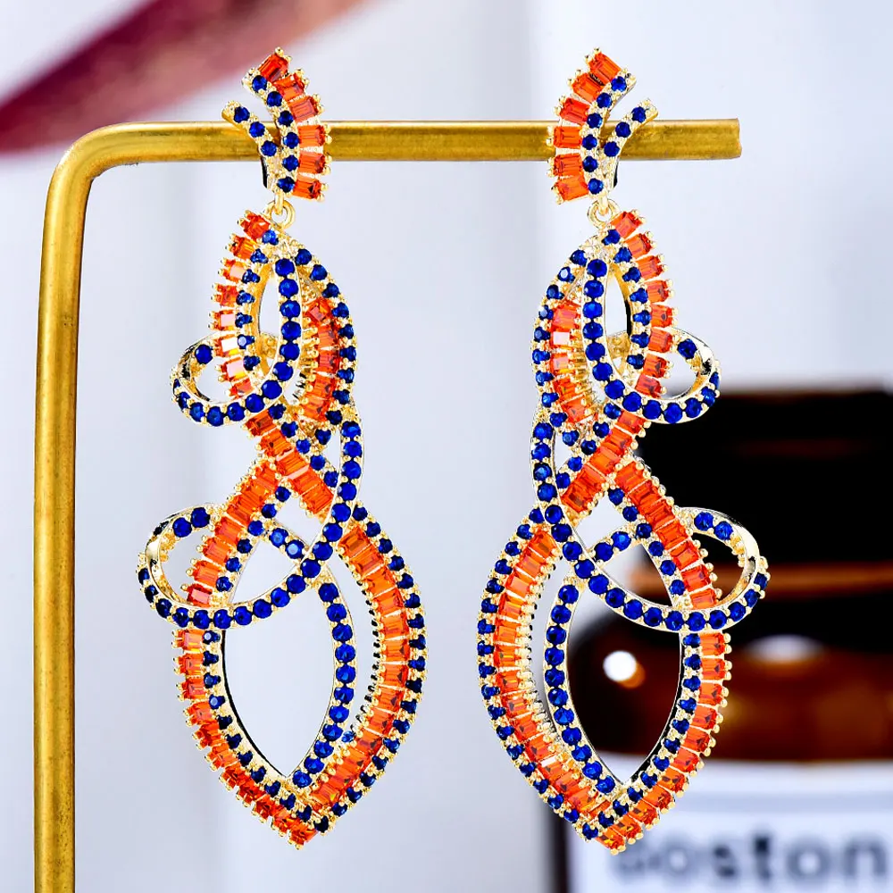 

GODKI Long Bowknot Crossover Drop Earrings For Women Wedding Party Cubic Zircon Dubai Bridal Earring boucle d'oreille 2021