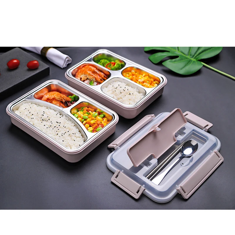 Ланч-бокс 304 из нержавеющей стали для детей и взрослых Bento Boxs герметичный японский контейнер для продуктов портативное хранение для пикника 1.2L