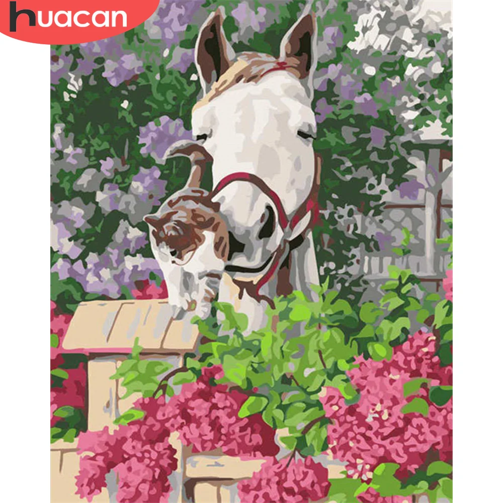 

HUACAN DIY Pictures By Number Horse Kits Painting By Numbers Flower Hand Painted Picture Art Drawing On Canvas Gift Home Decor
