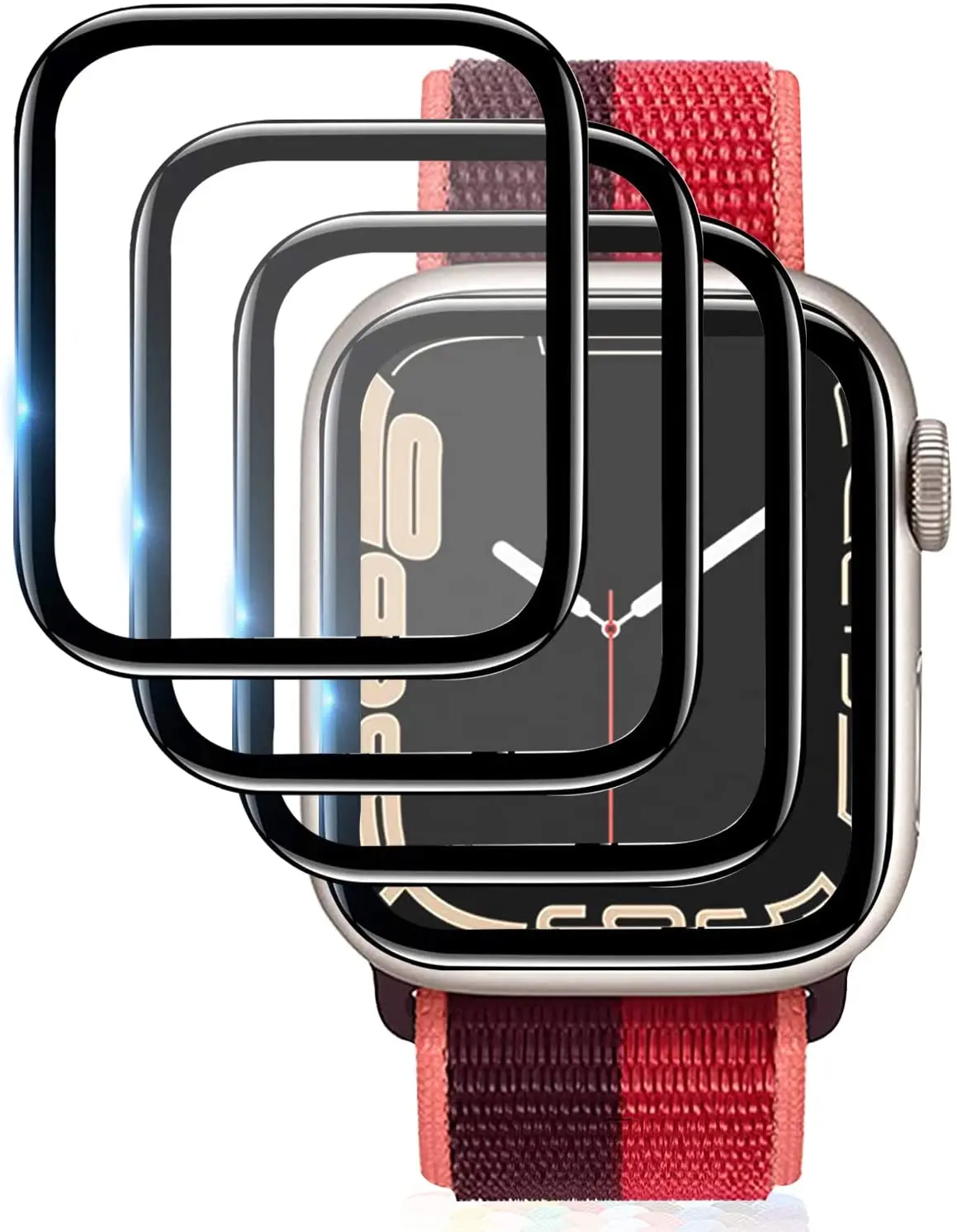 

[4 Pack] Designed for Apple Watch Series 7 45mm 41mm Waterproof 3D Curved Edge Anti-Scratch Bubble Free HD Clear Screen Film