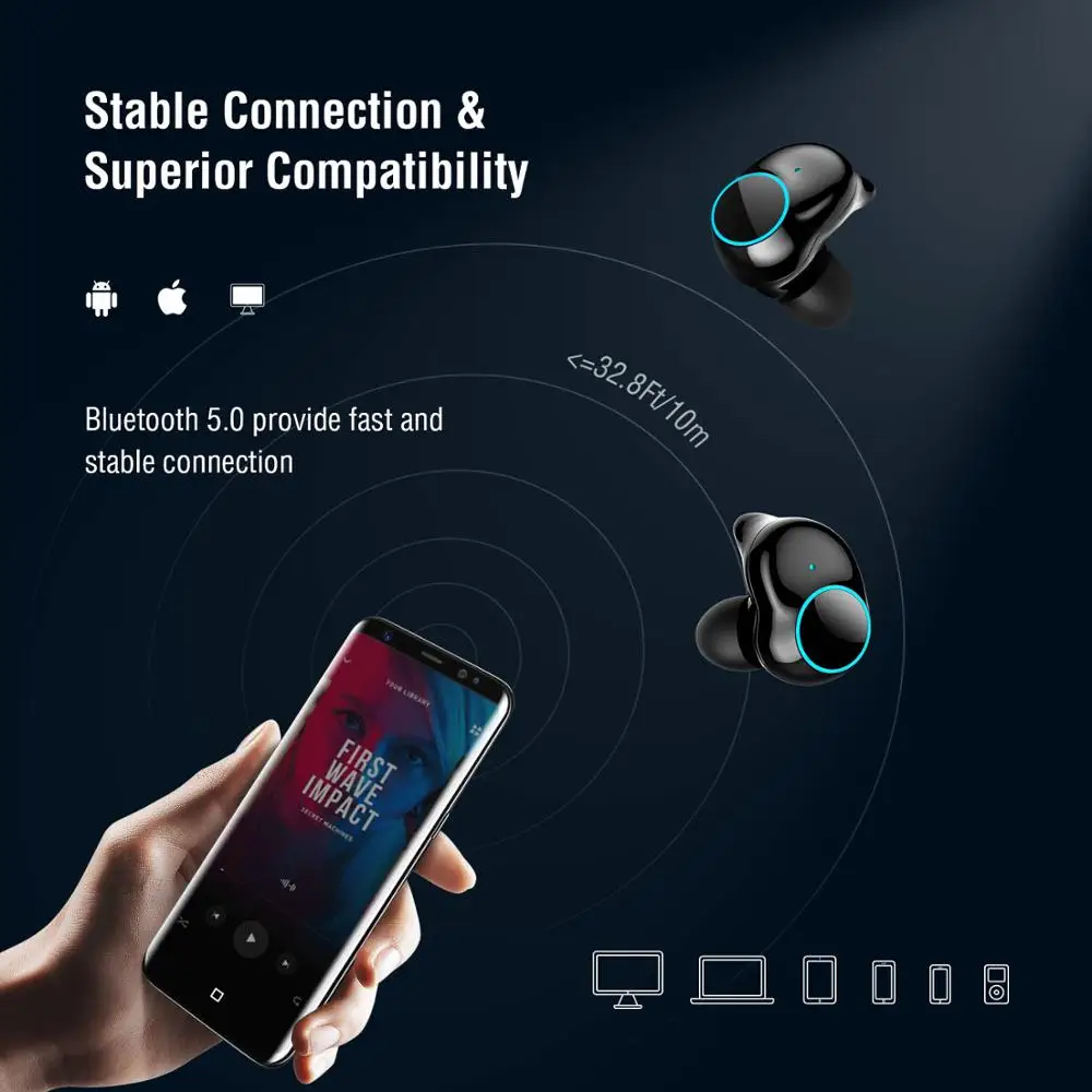 Bluetooth-наушники с сенсорным управлением водонепроницаемые Hi-Fi | Электроника
