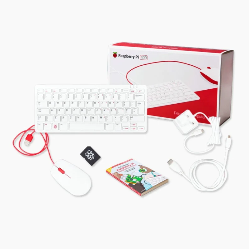 Компьютер Raspberry pi 400 встроенный в клавиатуру с официальной мышью SD-картой